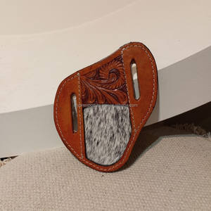 Hand Tooled Cowhide Leather Pocket <b>Knife</b> Sheath Personalized Belt Trapper <b>Knife</b> Sheath High Quality Genuine Leather Cover <b>Holder</b> - Product Image 2