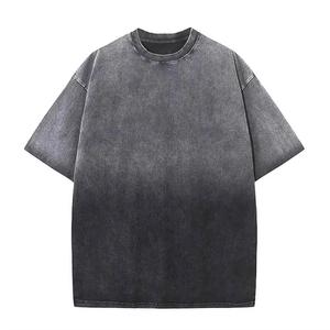 Camiseta de hombre con lavado ácido, estilo vintage, oversize, rasgada, con dobladillo irregular y efecto desgastado, 2025, venta al por mayor, personalizada, 100% algodón, manga corta - Product Image 1