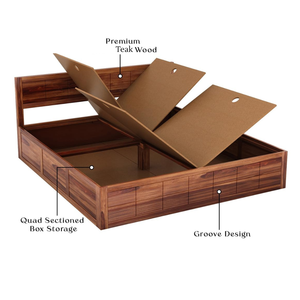 Base de Cama Queen Hecha a Mano con Acabado en Nogal y Tallado en Madera de Mango, Estilo Bohemio, con Soporte de Láminas de Madera, Decoración para el Hogar - Product Image 6