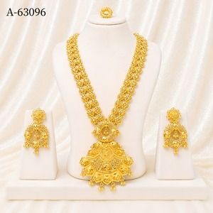 MOLL JEWELLERS - Conjunto de Joyería Étnica al por Mayor para Mujer, Collar con Colgante de Circonio Chapado en Oro y Aretes, Conjunto de Boda A-63096 - Product Image 1