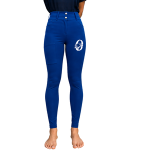 Leggings d'équitation taille haute bleu roi pour femmes, pantalons d'équitation extensibles texturés avec poches avant - Product Image 1
