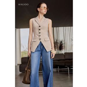 Vente en gros HAGOO – Gilet élégant pour femme, col licou, revers, col en V, boutonné, en tissu brossé, chaud, doux et structuré, pour le bureau et le quotidien A8126 - Product Image 6
