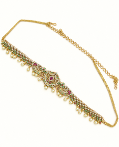 Cinturón de cintura con motivo de pavo real al por mayor, joyería india de templo, Kamarpatta, accesorio étnico para bodas, Kamarbandh, cinturón ajustable para la cadera para novias - Product Image 5