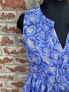 Bloc à la main imprimé indien coton robe Vintage Floral longue robe avec broderie et gland été parole longueur indien tuniques - Product Image 2