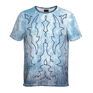 Camiseta de Manga Corta para Hombre, Cuello Redondo, Color Azul Sólido, Corte Casual, Regular, Poliéster/Algodón, Impresión por Sublimación, Transpirable, de Secado Rápido - Product Image 1