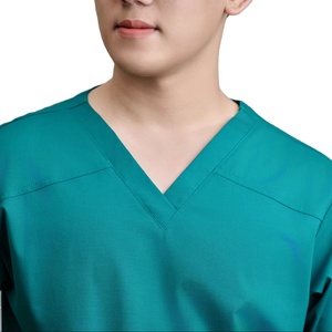 52% Cotton 45% Polyester 3% Spandex FMF Unisex WFX-CVC WORSTED Needle Detection Vietnamese Made Hospital Use Medical <b>Scrub</b> <b>Set</b> - Product Image 1