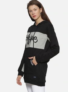 Sudadera con Capucha para Mujer, Diseño Color Block, Manga Larga, Mezcla de Algodón, Tejido de Punto, Informal, con Bolsillos, Logotipo Estampado en la Parte Delantera, Estilo Otoñal - Product Image 4