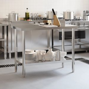 Tavolo da lavoro cucina commerciale con 43.3 di alzatina \ "x21.7 \" x36.6 \ "fabbricazione in acciaio inox - Product Image 3