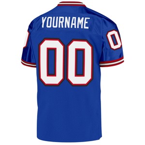 Maillot de football rétro personnalisé bleu roi, blanc et rouge, authentique, en mesh, tenue d'équipe OEM - Product Image 6