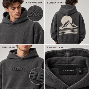 Men's Dark Gray O-Neck Pullover Sweatshirt Regular Sleeve Solid Color Fleece Knitted Winter Wear Embroidered Lined - Product Image 5