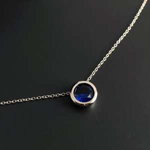 สร้อยคอไพลินจี้เงินสเตอร์ลิงสร้อยคอหินวันเกิดของขวัญคริสต์มาสสำหรับผู้หญิง - Product Image 4