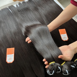 Cabello crudo sin procesar Listo para enviar Extensiones de cabello humano liso de hueso de color negro - Product Image 1