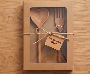 Ensemble cuillère et fourchette en bois fait main, design minimaliste, écologique, pour le camping, les événements hôteliers et les mariages - Product Image 5