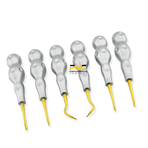 Ensemble de six élévateurs dentaires à pointe torsadée pour l'extraction luxante des dents, pour des interventions chirurgicales précises et atraumatiques - Product Image 2