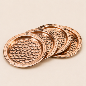 Handcrafted Hammered Solid Copper Coasters Set Of 4 Premium Polished Pure Copper <b>Drink</b> Mats For Moscow Mule Mugs And Home <b>Bar</b> - Product Image 1