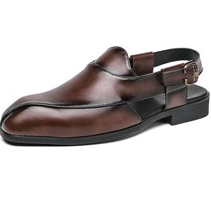 Sandalias de boda Kuchi Afghani Chappal Peshawari Kheri de cuero marrón con correas ajustables, estilo Punjabi Jutti. - Product Image 1