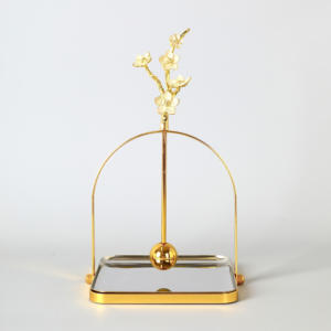 Premium Stainless Steel Tabletop Paper Towel Organizer Featuring Decorative Golden Floral Stem <b>Weighted</b> <b>Ball</b> For Table - Product Image 5