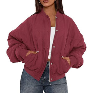 Lightweight Woven Quilted Custom <b>Womens</b> Bomber <b>Jackets</b> Winter Puffer Coat Pockets Stylish Outerwear Cold Weather Flight - Product Image 6