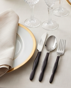 Modern Flatware <b>Set</b> With <b>Black</b> Plastic Handles Stainless Steel <b>Cutlery</b> Dishwasher Safe For Catering And Home Use - Product Image 5
