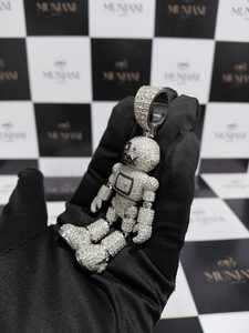 Pendentif robot en argent sterling 925, style hip-hop, serti de moissanite, unisexe - Product Image 2
