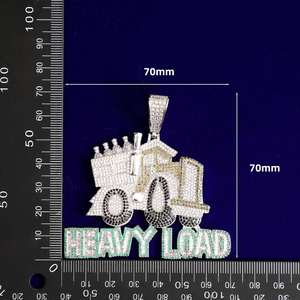 จี้รถบรรทุกหนักเงินแท้ 925 สำหรับผู้ชาย ประดับเพชรโมอิสซาไนต์เต็มตัว ชุบโรเดียม สไตล์ฮิปฮอป ลดราคาพิเศษ - Product Image 4
