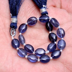 Perles ovales lisses Iolite AAA+ 7x9mm, Iolite naturelle d'Afrique, pierres semi-précieuses, perles calibrées pour la fabrication de bijoux - Product Image 3