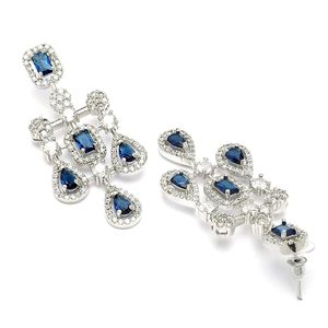 Parure de bijoux en zircon plaqué argent, collier et boucles d'oreilles, ensemble classique pour femme, forme goutte d'eau, coupe poire, bijoux de mariage en alliage, tendance - Product Image 2