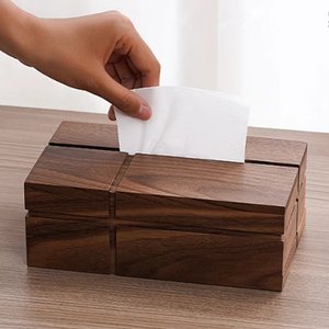 Boîte à mouchoirs en bois massif de qualité supérieure, porte-mouchoirs en bois fait main, distributeur de serviettes naturel rustique, pour la maison, l'hôtel, le bureau, vente en gros - Product Image 6