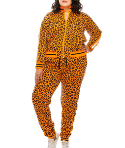 Conjunto Deportivo de Dos Piezas para Mujer, Estilo Urbano, de Lujo, Alta Calidad, 100% Algodón, Felpa Técnica, Estampado de Leopardo, con Cierre de Cremallera, Corte Regular - Product Image 6