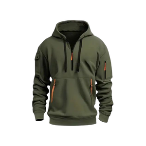 Sudadera con Capucha Lisa al por Mayor para Hombre, Estilo Urbano y Tecnológico con Bolsillos con Cremallera Funcionales y Diseño Urbano Moderno - Product Image 1