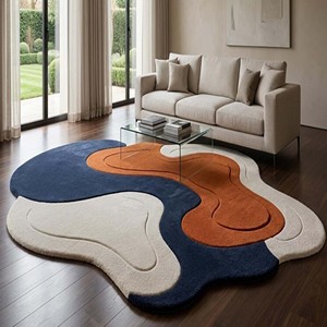 Alfombra de Lujo Hecha a Mano con Forma Abstracta, Alfombra Moderna de Diseño 100% Lana, Alfombra Suave y Afelpada para Sala de Estar, Dormitorio, Decoración del Hogar - Product Image 2