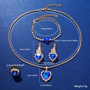 192036 Elegante Conjunto de Reloj de Cuarzo y Joyería para Mujer con Pedrería Azul - Detalles en Dorado - Product Image 6