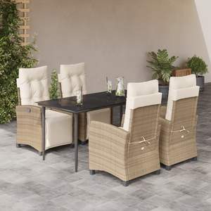 Conjunto de Comedor de Jardín de Ratán Sintético Color Beige con Fundas Extraíbles Estándar - Product Image 1
