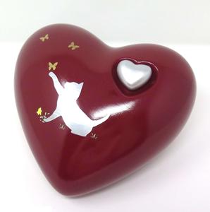 Urne commémorative pour cendres en forme de cœur violet avec pattes argentées et mini-cœur, en laiton/aluminium pour cendres funéraires - Product Image 3