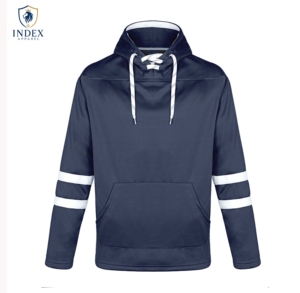 Camiseta de Hockey sobre Hielo con Capucha para Hombre, Color Azul Marino, Manga Larga, con Rayas, Absorbe la Humedad, Corte Regular, para Adultos, Todas las Temporadas, Marca Index Apparel - Product Image 1