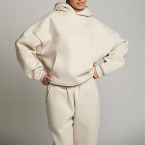 Ensemble de survêtements pour femmes de haute qualité, couleurs unies, coupe ample, pantalon à taille haute élastique, hauts, deux pièces, pour l'hiver - Product Image 5