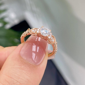 Anillo de compromiso y boda de oro amarillo de 14K con diamante cultivado en laboratorio de 1 quilate, banda retorcida, estilo vintage, anillo de promesa, joyería nupcial única. - Product Image 2