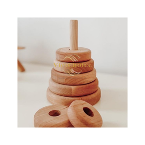 Vietchoice Montessori Wooden Stacker - Sustainable & Skin-Friendly <b>Stacking</b> <b>Rings</b> - Premium Quality - Made in Vietnam - Product Image 2
