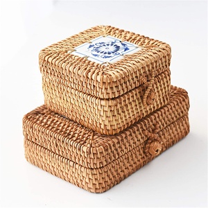 Rattan organizer box luxury style <b>storage</b> essentials handmade natural <b>boxes</b> factory direct price - Product Image 4
