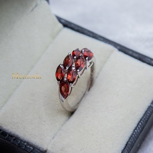 Wholesale 925 Sterling Silver Natural Marquise <b>Garnet</b> Multi Stone Cluster <b>Ring</b> Memoria Jewels - Product Image 1