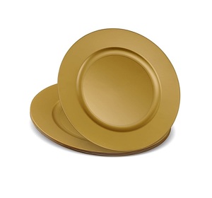 Assiette de service ronde en métal doré, couleur unie, design élégant et poli, vaisselle durable pour banquet - Product Image 6