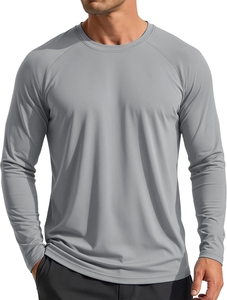Men's Summer Breathable Casual Terry Fabric Long Sleeve Rash Guard Swim Shirt and Shorts 2-Piece Swimwear <b>Set</b> - Product Image 3
