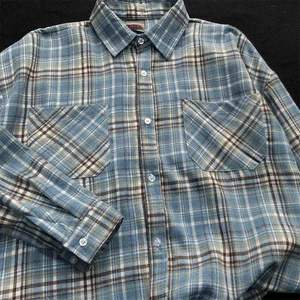 Unisex <b>Flannel</b> <b>Overshirt</b> Corduroy Collar Long Sleeve Plaid Button Up Casual Outdoor Shirt - Product Image 4