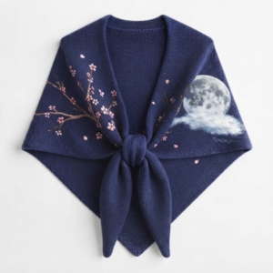 Chal de Punto Sólido Cálido de Imitación de Cachemira, Cárdigan, Poncho de Invierno para Mujer con Cuello DF671 - Product Image 1