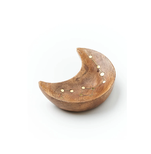 Plateau rond en bois motif lune et étoile, idéal pour servir pendant le Ramadan, pour ranger les collations, décoration de la maison, en vente, couleur bois naturel - Product Image 1