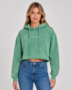 VIBE CRAFT Sweat à capuche pour femme 100% Coton, vierge, tendance, effet soleil délavé, délavé à l'acide, à épaules tombantes, doublé, écologique, avec cordon de serrage - Product Image 1
