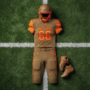 Custom Brown Orange American Football Jersey <b>Padded</b> <b>Pants</b> Set Team Uniform Sportswear Wholesale Manufacturer Supplier Bulk - Product Image 5