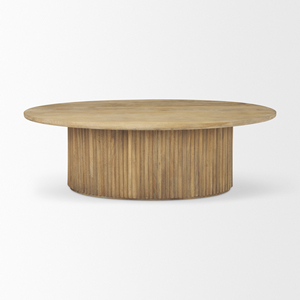 Table basse ovale en bois cannelé - Product Image 3