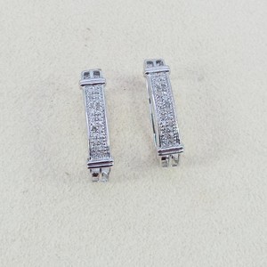 0.22 Cttw Round Cut Natural Diamond Hoop Huggie Earrings for Women in 925 Sterling Silver Prong Setting, 21x4mm - Product Image 1
