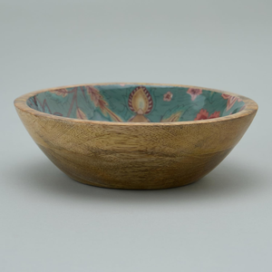Bol en émail en bois style Charpai à imprimé floral, idéal pour servir salades, fruits, collations, pour la cuisine, la salle à manger, la décoration intérieure, vente en gros - Product Image 2